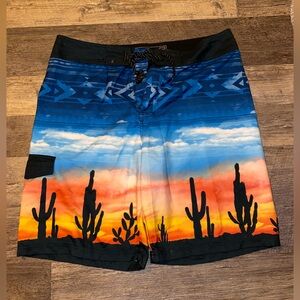 Ocean Current Blue and Black Board Shorts